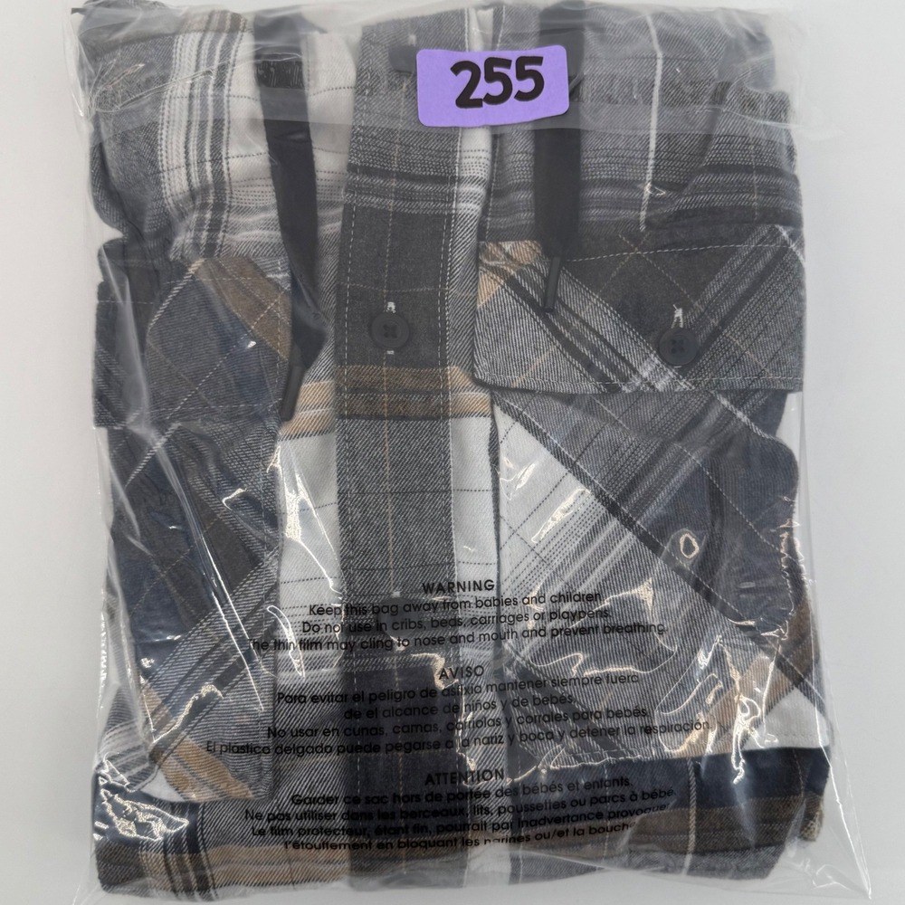 No Boundaries Plaid Flannel Shirt Hooded Jacket Gray White Brown Mens XS - Picture 7 of 7